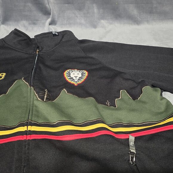 LRG Clothing & Equipment Lion Emblem Safari Print,Men's 3XL Black Track Jacket - Picture 5 of 13